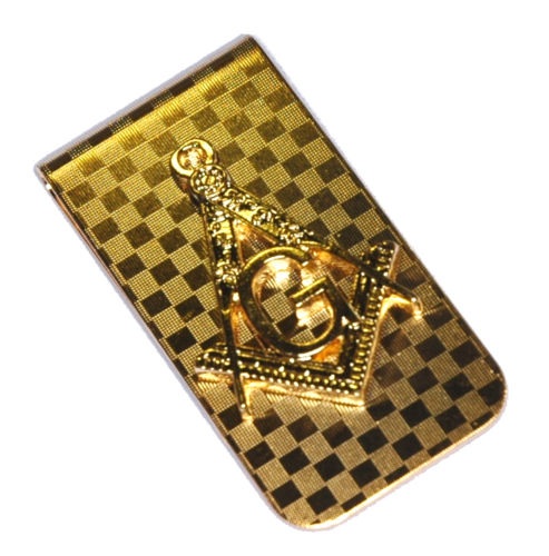Gold plated Masonic Square & Compass money clip
